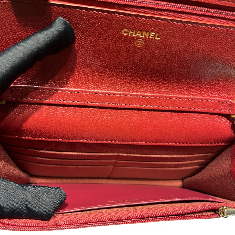 CHANEL RED GHW WALLET ON CHAIN-9