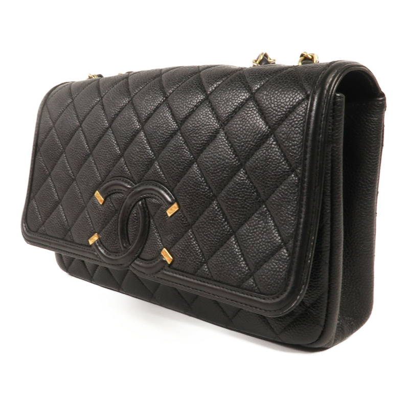 CHANEL 牛皮皮革Chain Shoulder金扣鏈帶肩背袋-2