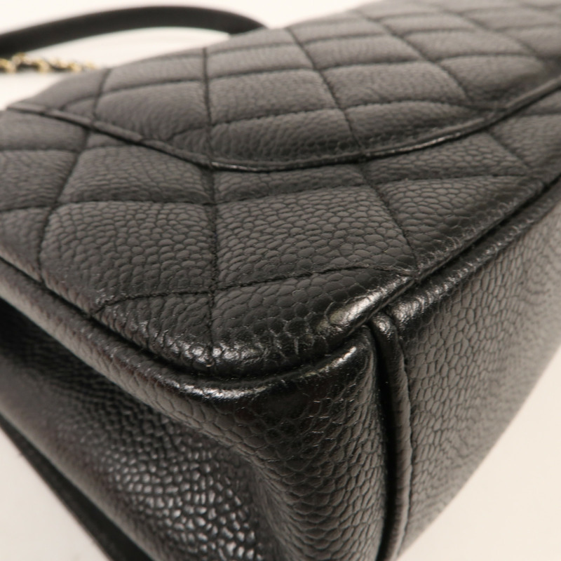 CHANEL 牛皮皮革Chain Shoulder金扣鏈帶肩背袋-7