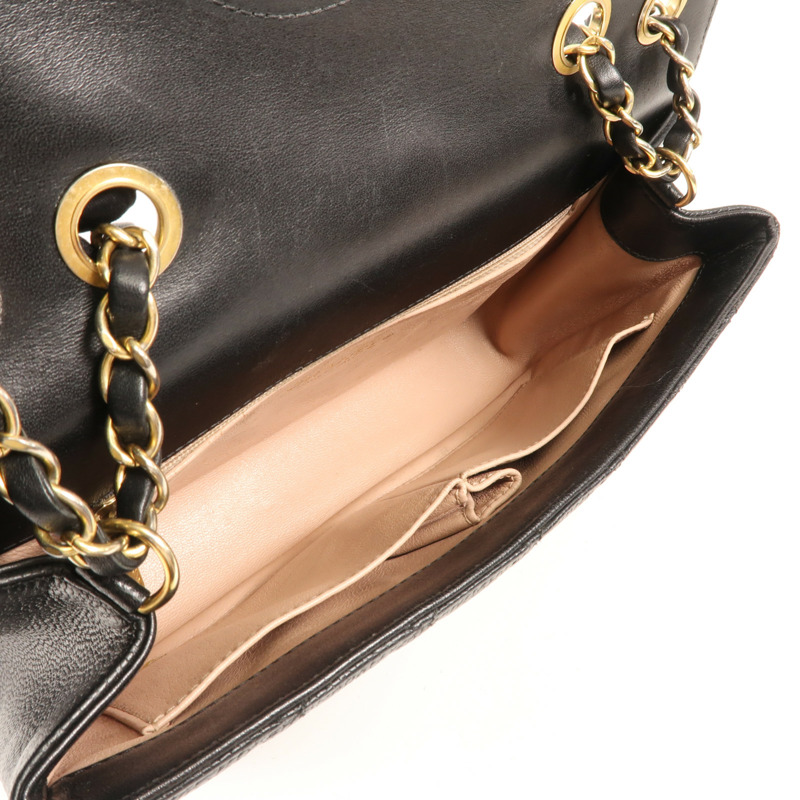 CHANEL 牛皮皮革Chain Shoulder金扣鏈帶肩背袋-13