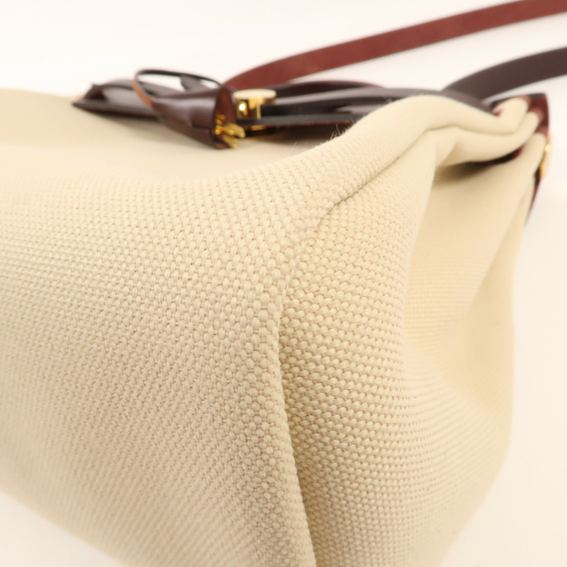 HERMES 帆布Herbag PM金扣肩背袋Beton/Rouge Sellier-6