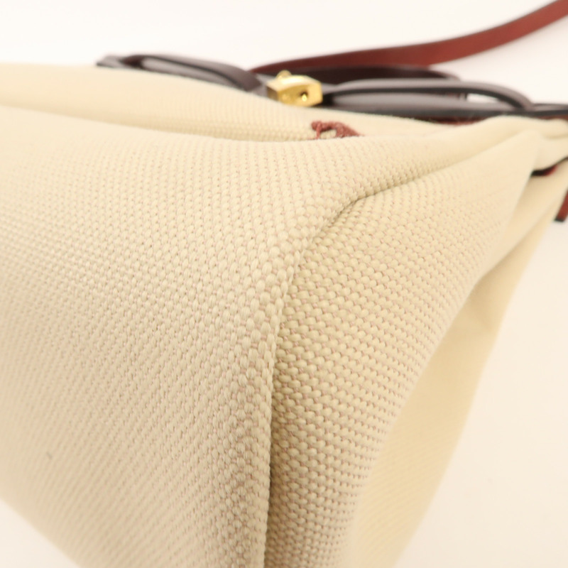 HERMES 帆布Herbag PM金扣肩背袋Beton/Rouge Sellier-8
