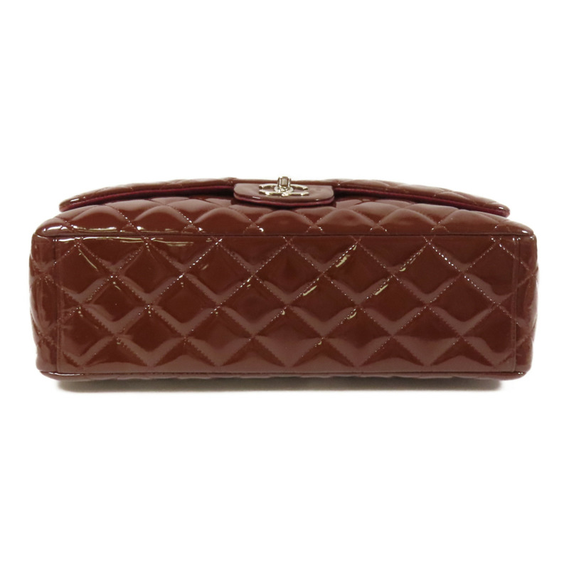CHANEL 漆皮皮革Maxi Classic銀扣鏈帶肩背袋-3