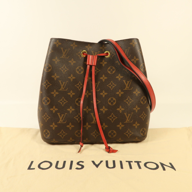 LOUIS VUITTON Monogram Neo Noe Bucket Bag金扣肩背袋Coquelicot-7