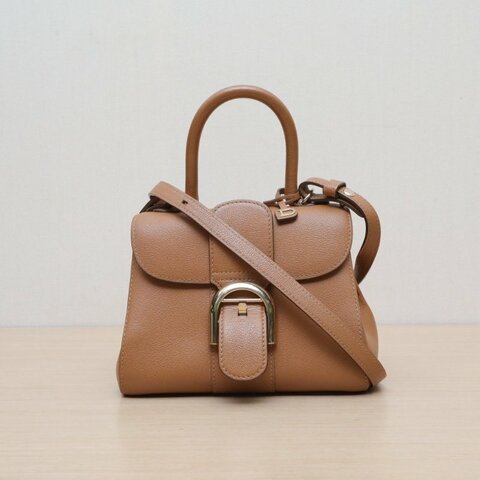 DELVAUX BrillantMini20棕色牛皮金扣肩背包