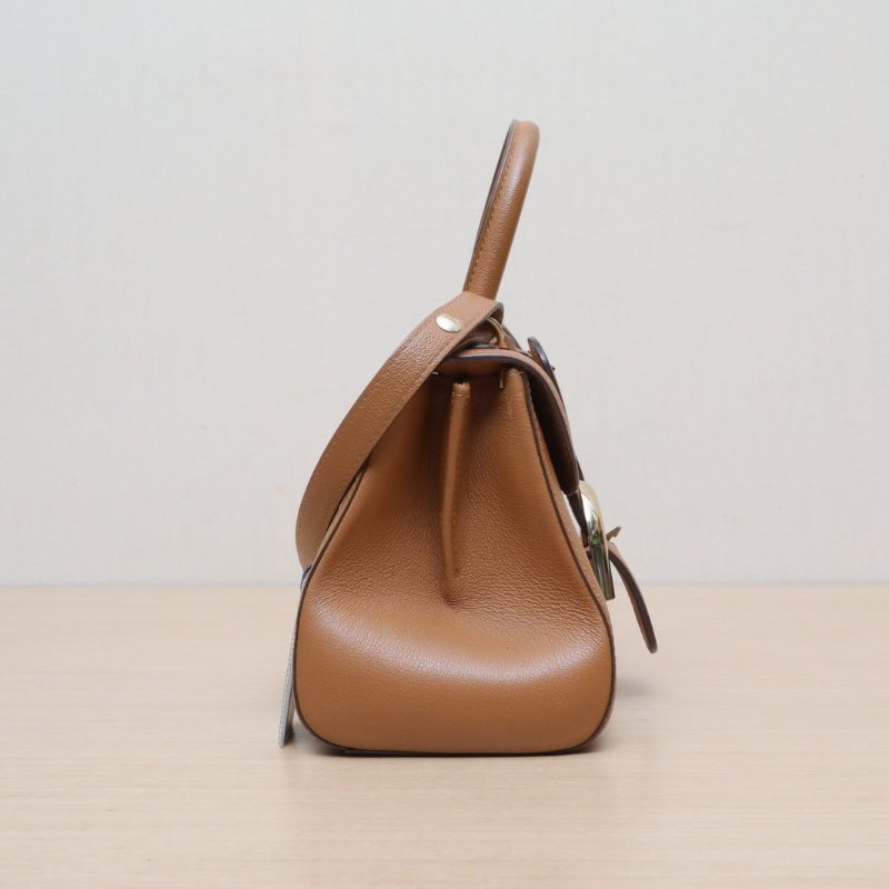 DELVAUX BrillantMini20棕色牛皮金扣肩背包-3