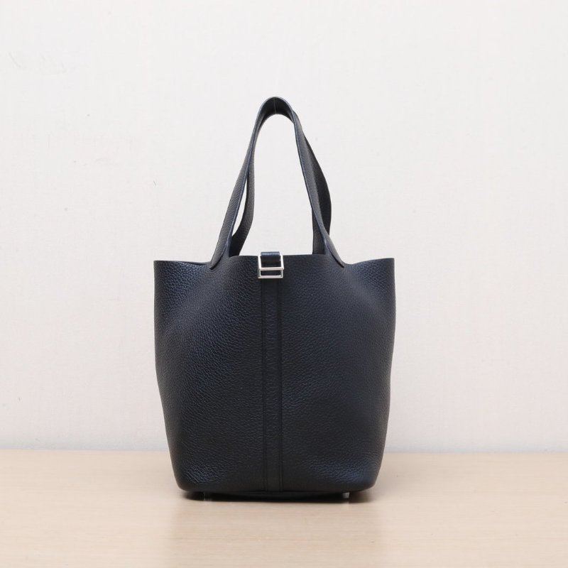 HERMES Picotin菜籃子2289黑色TC皮C刻銀扣肩背包-1