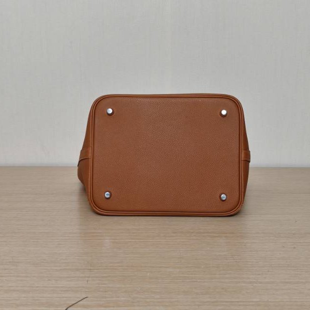 HERMES Picotin22菜籃子37金棕色Epsom皮C刻銀扣肩背包-4