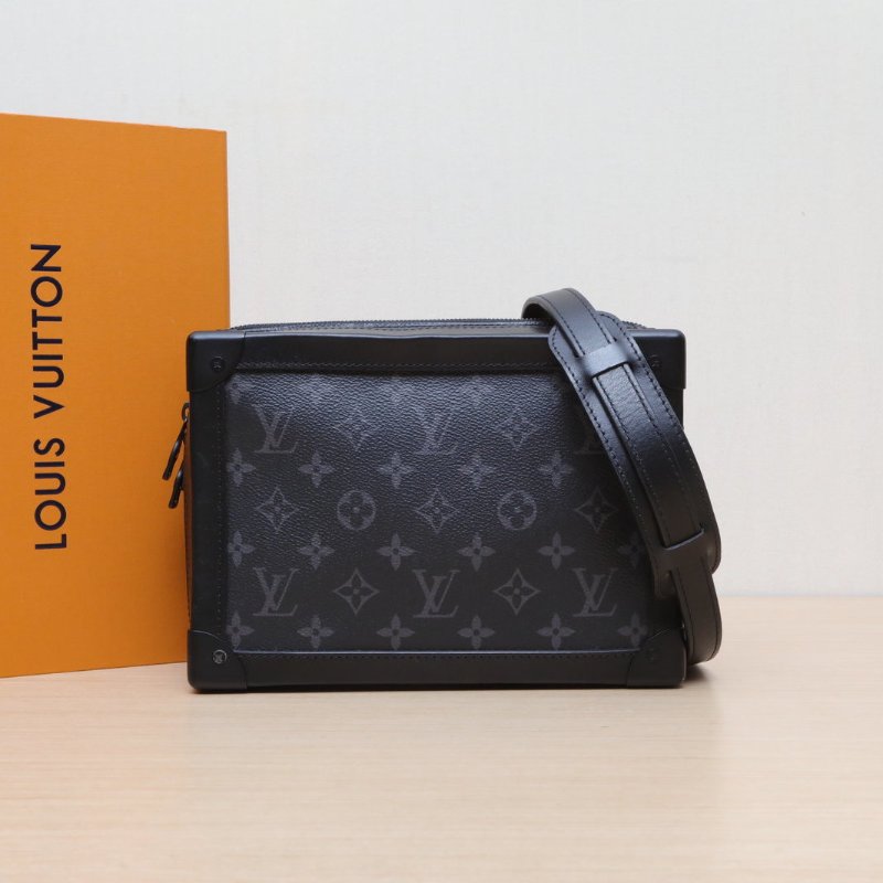 LOUIS VUITTON SoftTrunk軟盒子包大號25拼老花牛皮/PVC201925牛皮拼PVC肩背包-0