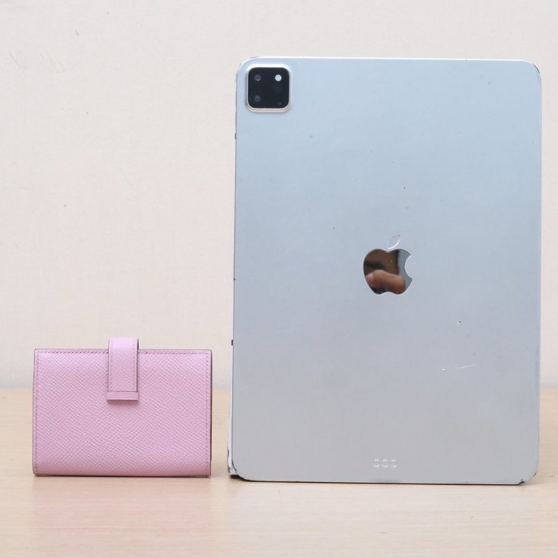 HERMES BearnH扣短錢包X9錦葵紫Epsom皮Z刻銀扣肩背包-4