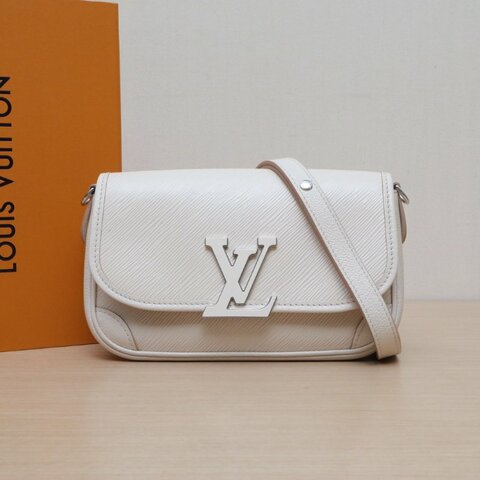 LOUIS VUITTON BUCI法棍包米白色EPI水波紋牛皮晶片肩背包