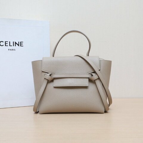 CELINE Belt鯰魚包Nano20米駝色牛皮金扣肩背包