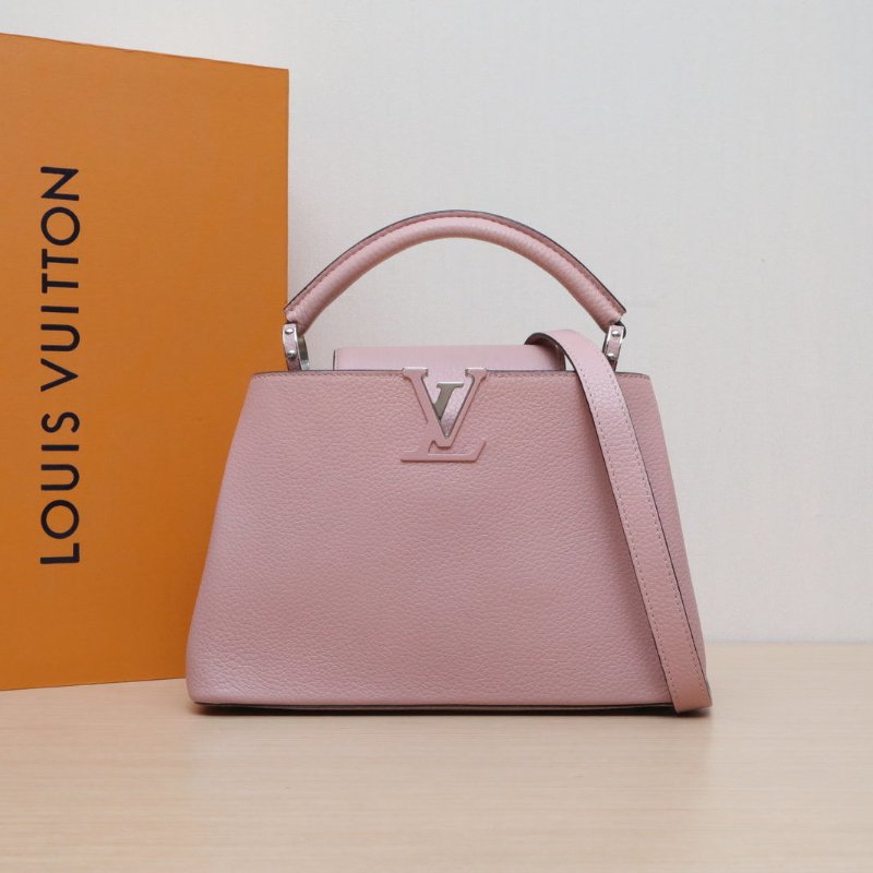 LOUIS VUITTON CapucinesBB27粉色牛皮銀扣2016肩背包-0