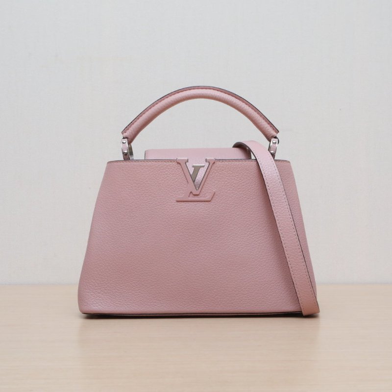 LOUIS VUITTON CapucinesBB27粉色牛皮銀扣2016肩背包-1