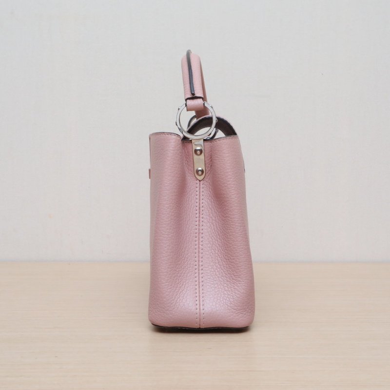 LOUIS VUITTON CapucinesBB27粉色牛皮銀扣2016肩背包-2