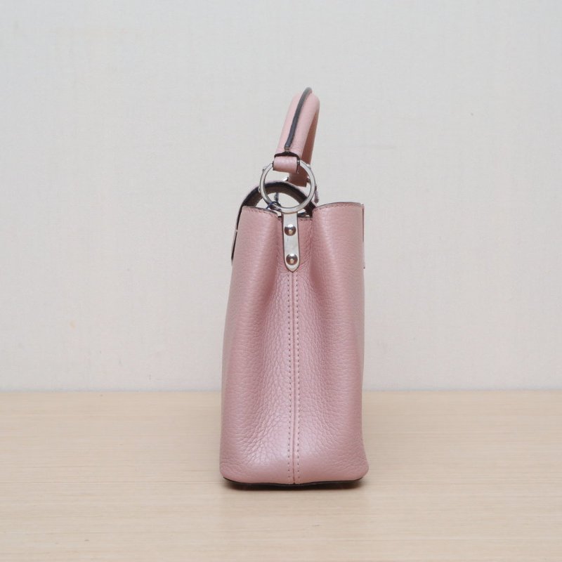 LOUIS VUITTON CapucinesBB27粉色牛皮銀扣2016肩背包-3