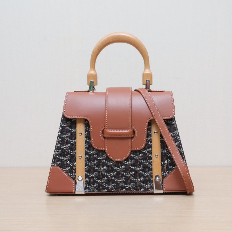 GOYARD SAIGON西貢中號28棕色牛皮/PVC肩背包-0
