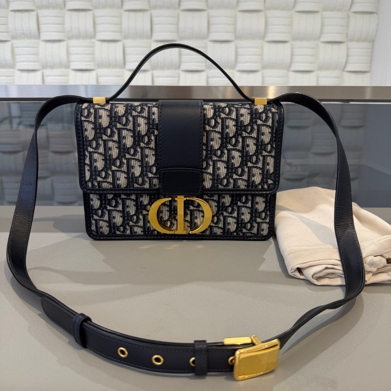 Dior 老花蒙田30 藍色提花面料 Oblique 印花 肩背包 斜背包-0