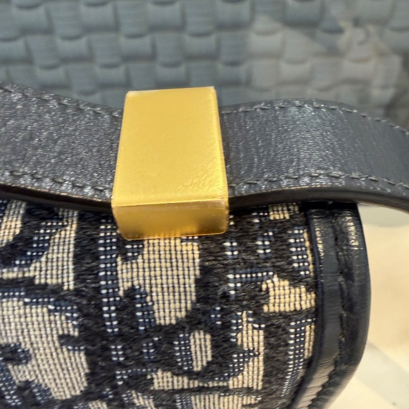 Dior 老花蒙田30 藍色提花面料 Oblique 印花 肩背包 斜背包-14