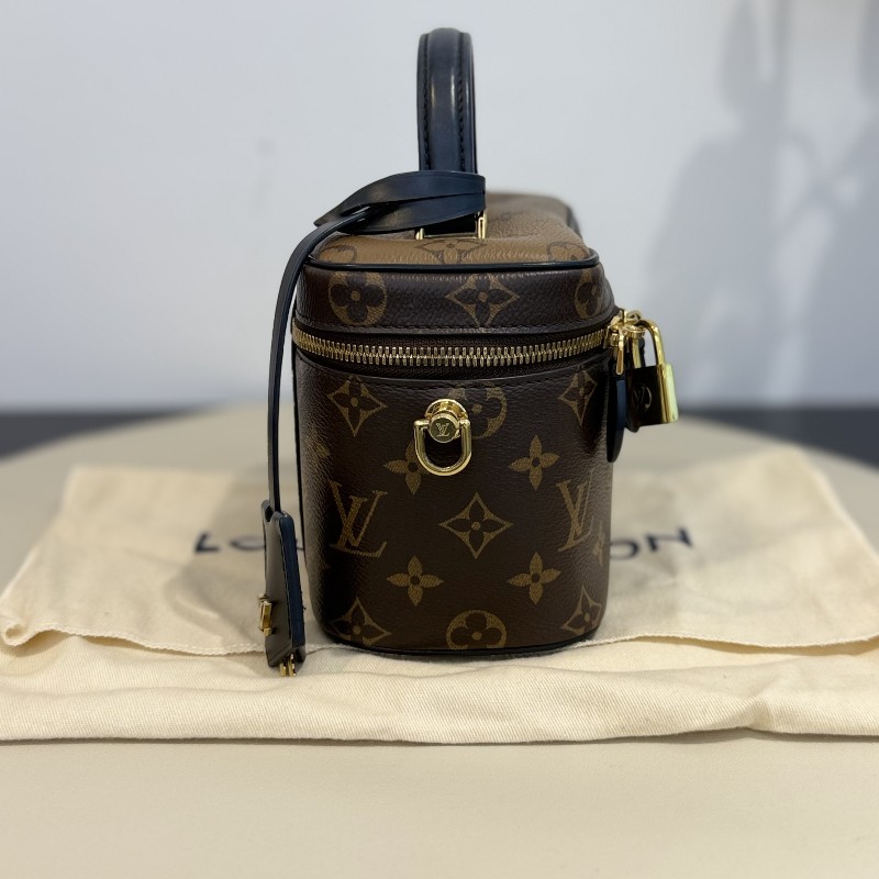 LV/路易威登 拼色老花化妝盒包 焦糖拼色軟盒子 斜背包肩背包 晶片款-3