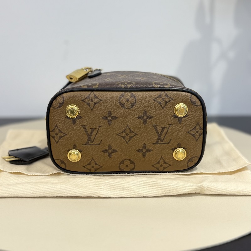 LV/路易威登 拼色老花化妝盒包 焦糖拼色軟盒子 斜背包肩背包 晶片款-4