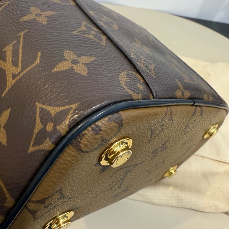 LV/路易威登 拼色老花化妝盒包 焦糖拼色軟盒子 斜背包肩背包 晶片款-10