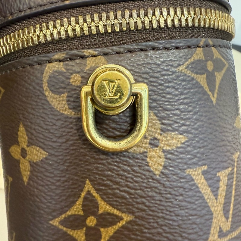 LV/路易威登 拼色老花化妝盒包 焦糖拼色軟盒子 斜背包肩背包 晶片款-14