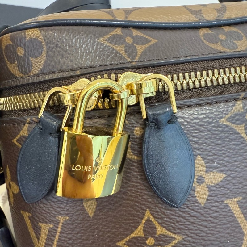LV/路易威登 拼色老花化妝盒包 焦糖拼色軟盒子 斜背包肩背包 晶片款-16