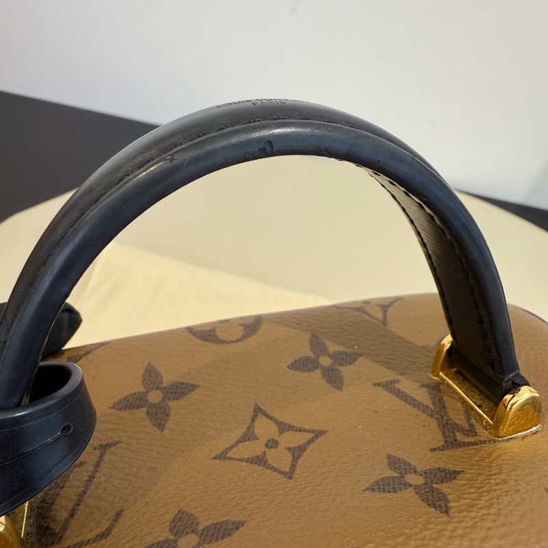LV/路易威登 拼色老花化妝盒包 焦糖拼色軟盒子 斜背包肩背包 晶片款-19