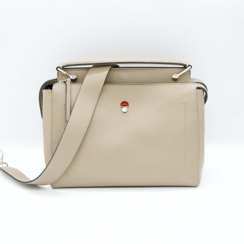 Fendi 芬迪 DOT COM 牛皮 米灰色 兩用 肩背包 手提包 8BN293