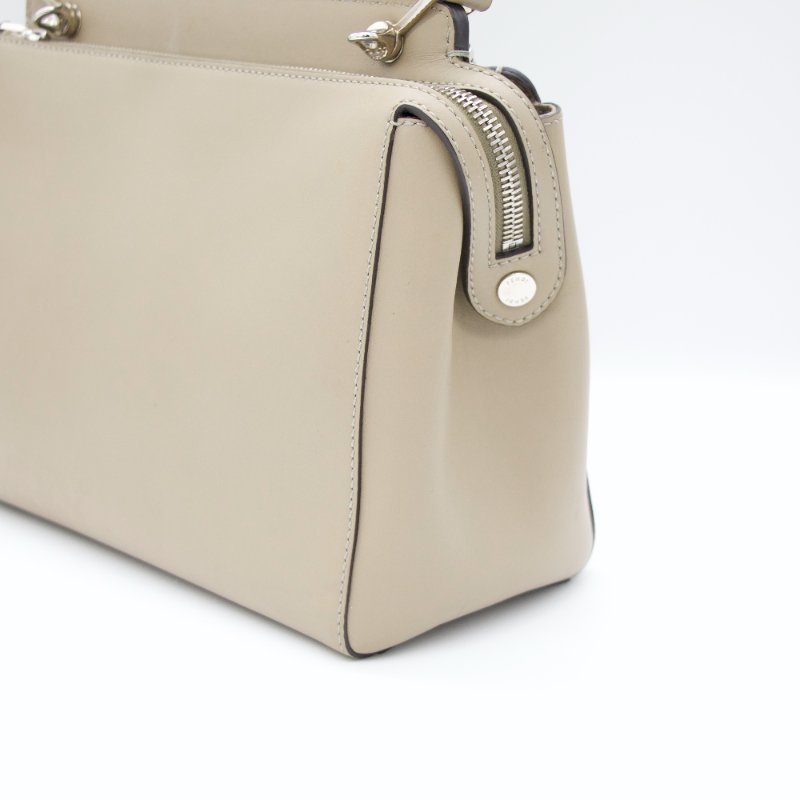 Fendi 芬迪 DOT COM 牛皮 米灰色 兩用 肩背包 手提包 8BN293-5