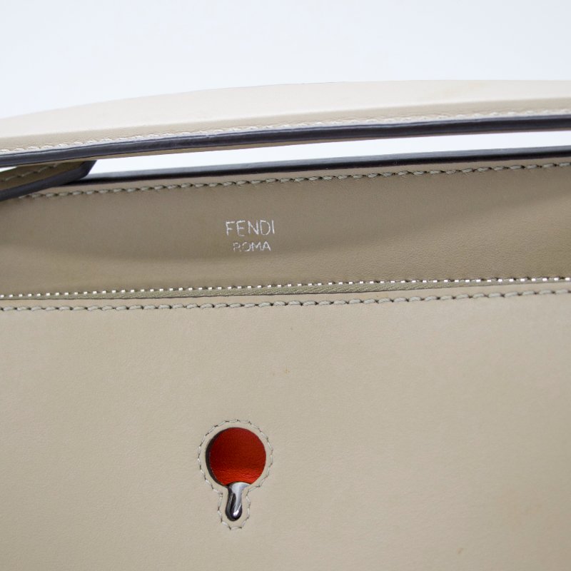 Fendi 芬迪 DOT COM 牛皮 米灰色 兩用 肩背包 手提包 8BN293-8
