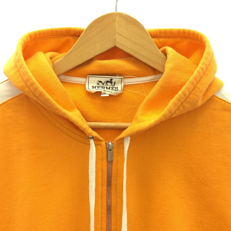 HERMES 連帽外套 拉鍊 棉質 橘色 二手 女款 S 碼-2