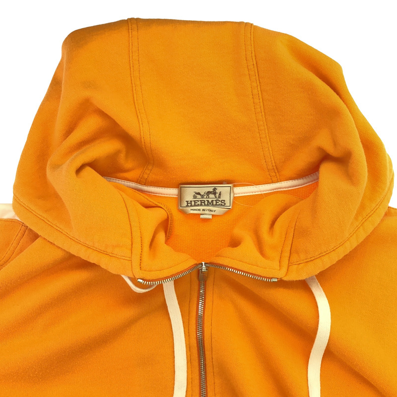 HERMES 連帽外套 拉鍊 棉質 橘色 二手 女款 S 碼-8