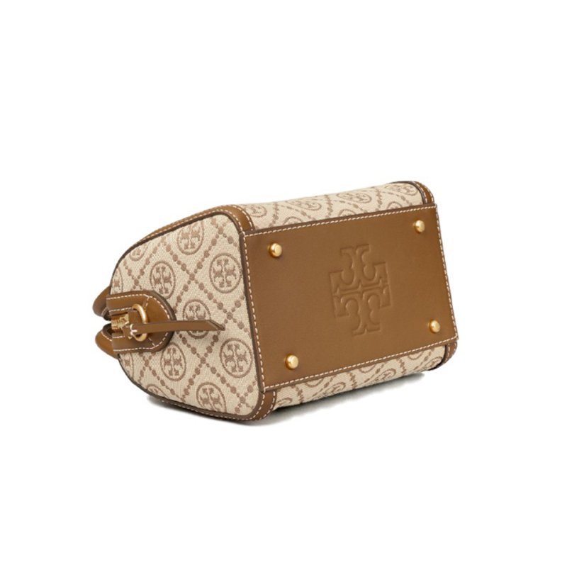 【TORY BURCH】滿版LOGO緹花皮革兩用包-卡其-3