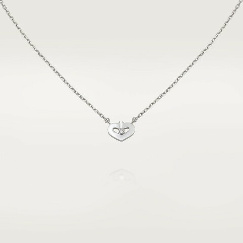Cartier 帶鑽心形符號愛心鑽石 項鍊 白金
