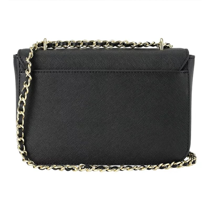 【TORY BURCH】雙T-LOGO素面皮革鍊包-黑色-1