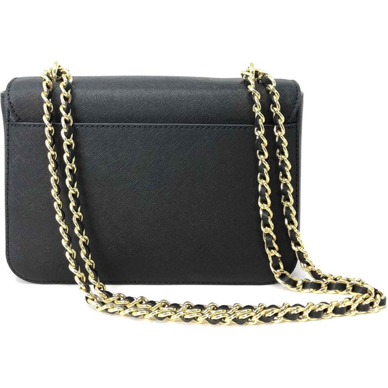 【TORY BURCH】雙T-LOGO素面皮革鍊包-黑色-2