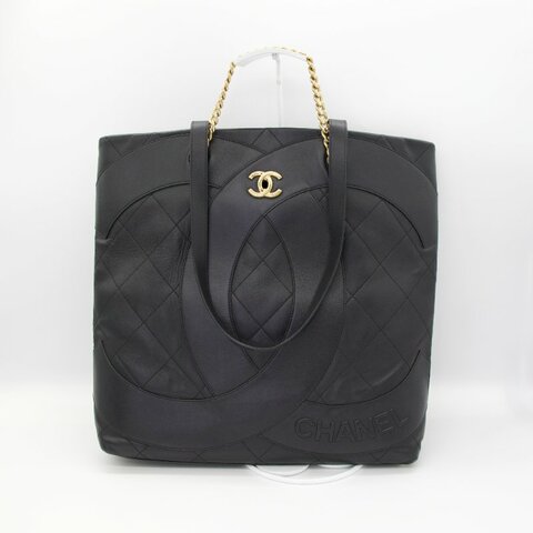 Chanel 香奈兒 23C 黑色 菱格紋 皮革 鏈條手提 單肩包 托特包