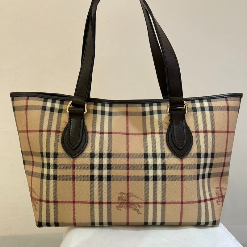BURBERRY咖PVC格紋後背包-0