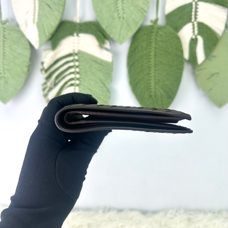 閑置品🌟BOTTEGA VENETA Intrecciato Piccolo Bi-Fold 棕色編織皮革短銀包 全套有盒-2