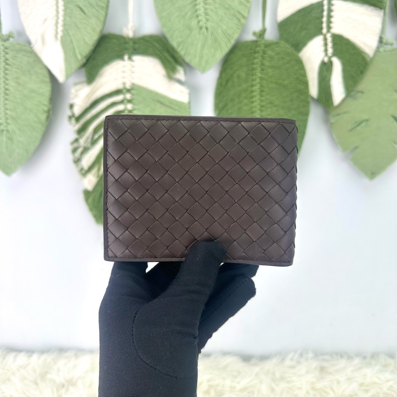 閑置品🌟BOTTEGA VENETA Intrecciato Piccolo Bi-Fold 棕色編織皮革短銀包 全套有盒-4