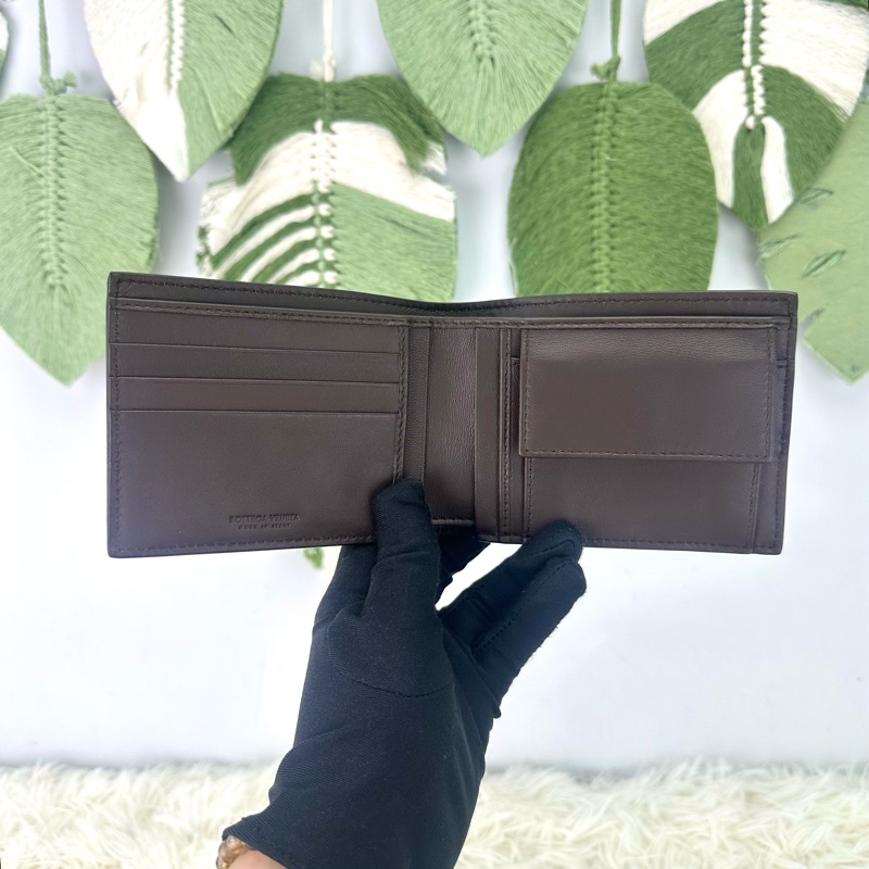 閑置品🌟BOTTEGA VENETA Intrecciato Piccolo Bi-Fold 棕色編織皮革短銀包 全套有盒-5
