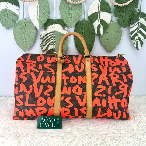 限量款✨ LV Graffiti KeepAll 50 橙色塗鴉 手提包