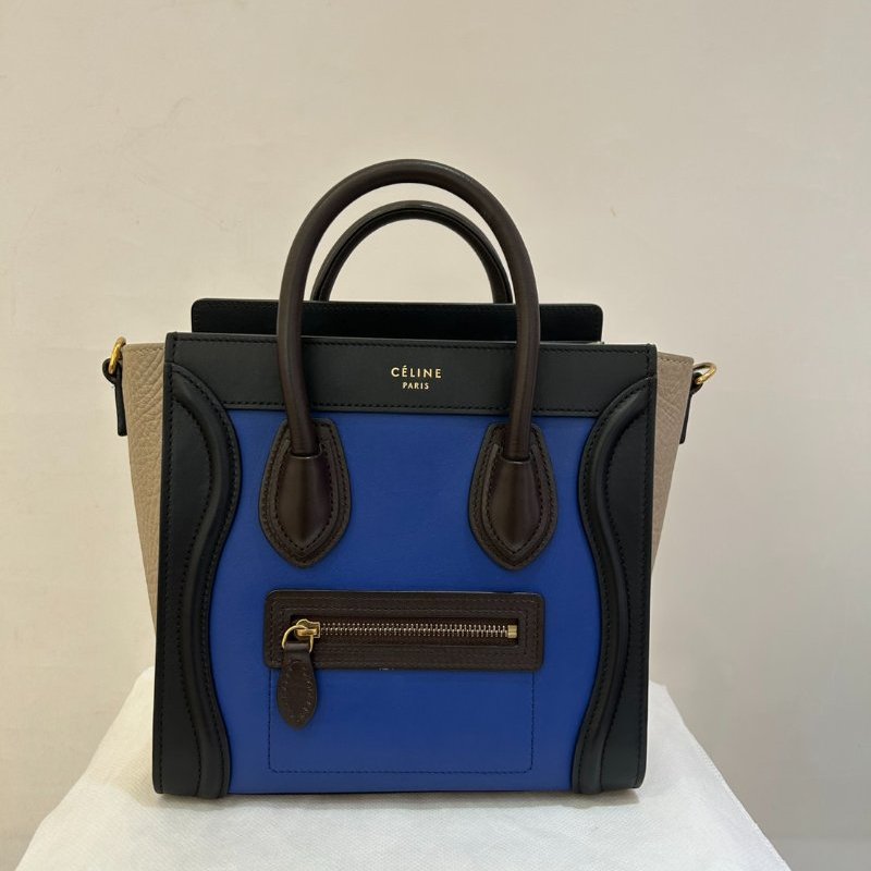 CELINE灰藍黑三拼色 Nano 冏包二用-0