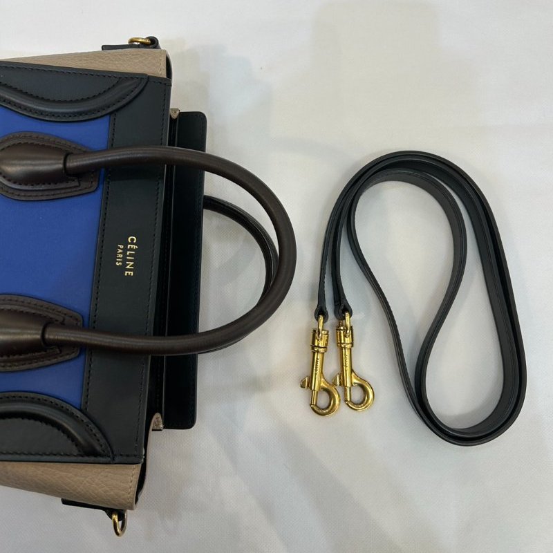 CELINE灰藍黑三拼色 Nano 冏包二用-7
