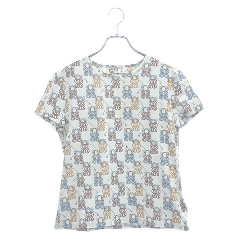 HERMES 短袖 T 卹上衣 *86-7603 棉質白色二手女款 #36
