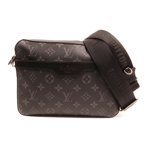 LOUIS VUITTON Monogram Eclipse Reverse Trio Messenger銀扣肩背袋灰色