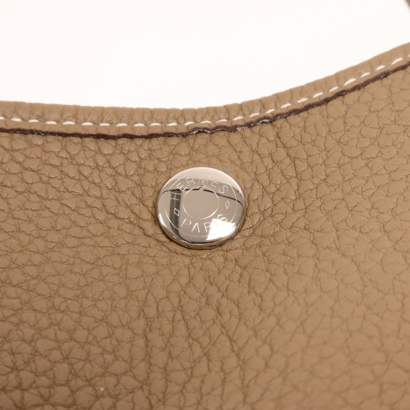 HERMES Negonda皮革Garden Party PM銀扣手挽袋Etoupe-9