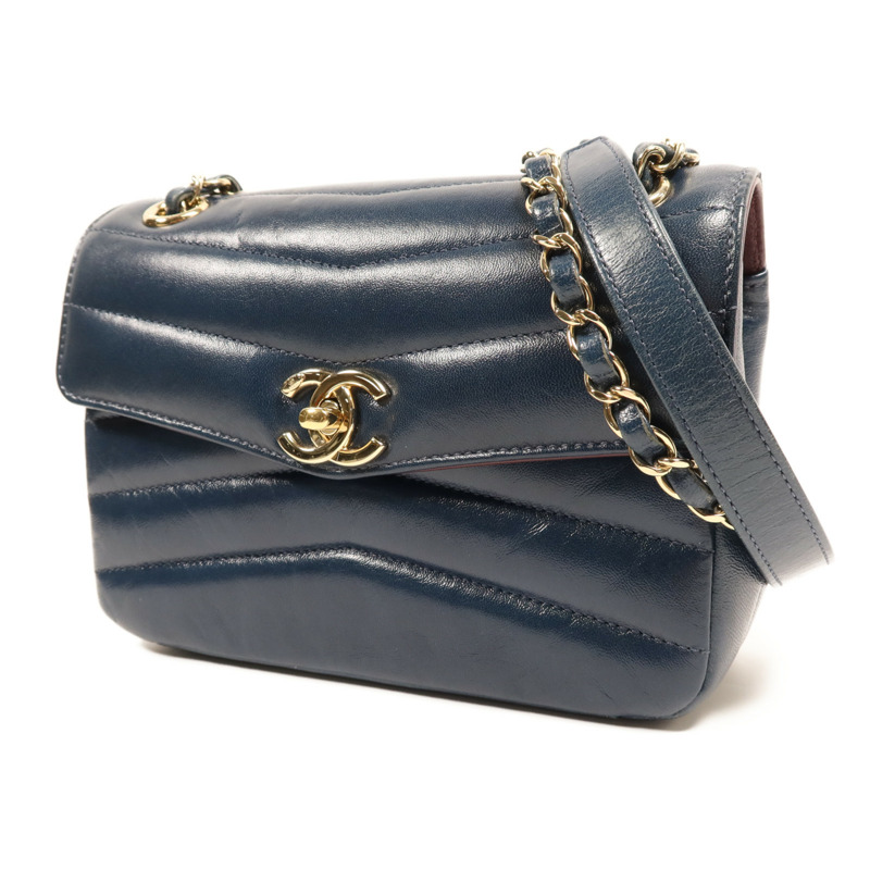 CHANEL 羊皮皮革Shoulder Bag金扣鏈帶肩背袋-2